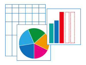 エクセルやワードで作成した円や棒の様々な表やグラフ　イメージ画像